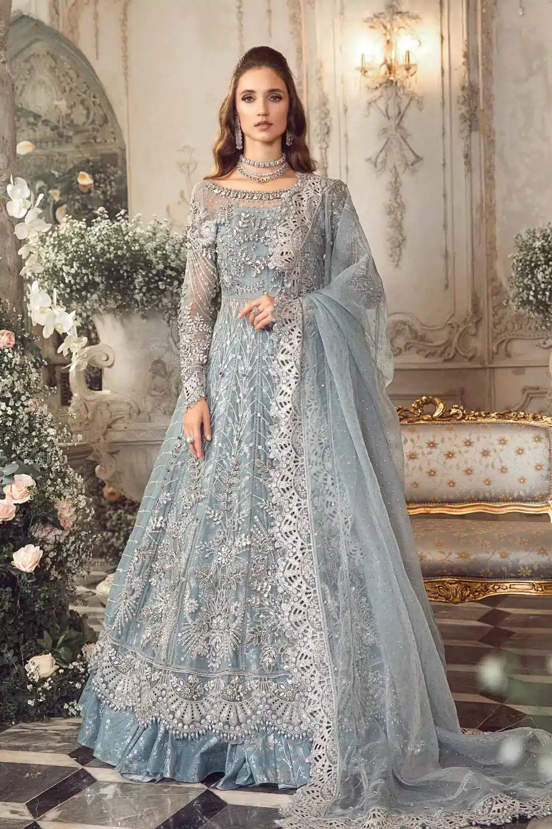 Maria B | Mbroidered Wedding Edition 23 | Ice Blue BD-2702 by Designer Maria B - House of Maryam - Pakistani Designer Ethnic Wear in {{ shop.shopifyCountryName }}