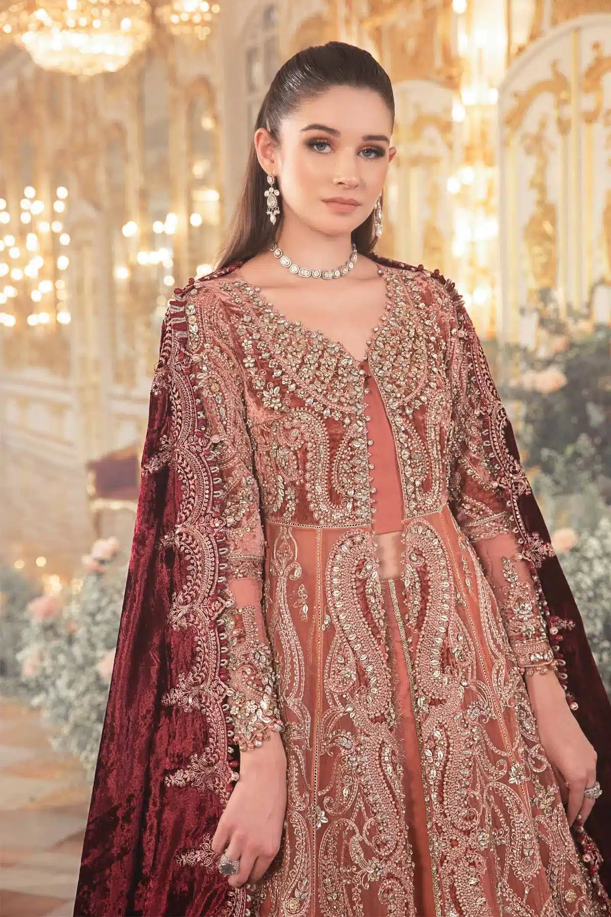 Maria B | Mbroidered Wedding Edition 23 | Salmon Pink BD-2701 by Designer Maria B - House of Maryam - Pakistani Designer Ethnic Wear in {{ shop.shopifyCountryName }}