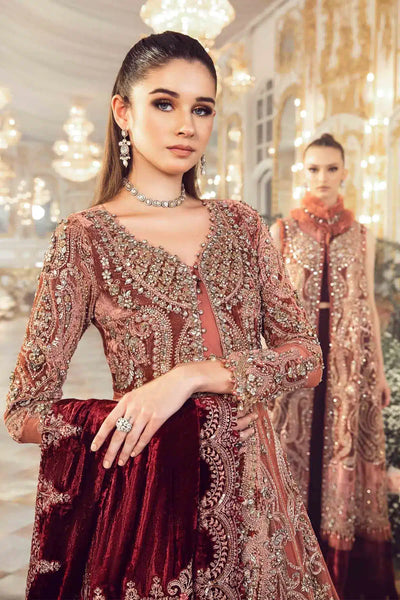 Maria B | Mbroidered Wedding Edition 23 | Salmon Pink BD-2701 -  Maria B Bridal - Original Designer Dress - House of Maryam