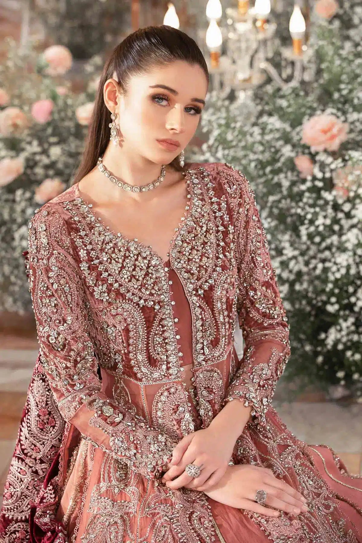 Maria B | Mbroidered Wedding Edition 23 | Salmon Pink BD-2701 by Designer Maria B - House of Maryam - Pakistani Designer Ethnic Wear in {{ shop.shopifyCountryName }}