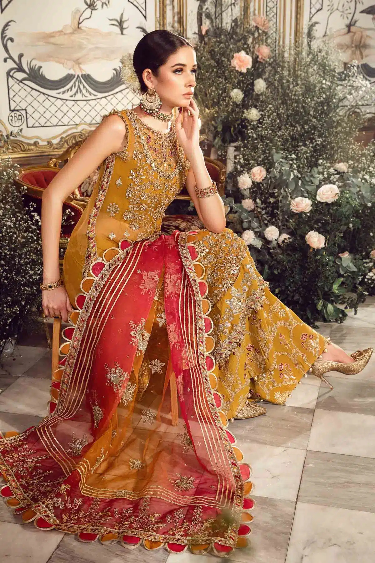 Maria B | Mbroidered Wedding Edition 23 | Mustard BD-2707 -  Maria B Bridal - Original Designer Dress - House of Maryam