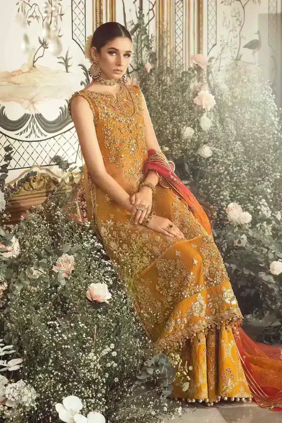 Maria B | Mbroidered Wedding Edition 23 | Mustard BD-2707 by Designer Maria B - House of Maryam - Pakistani Designer Ethnic Wear in {{ shop.shopifyCountryName }}