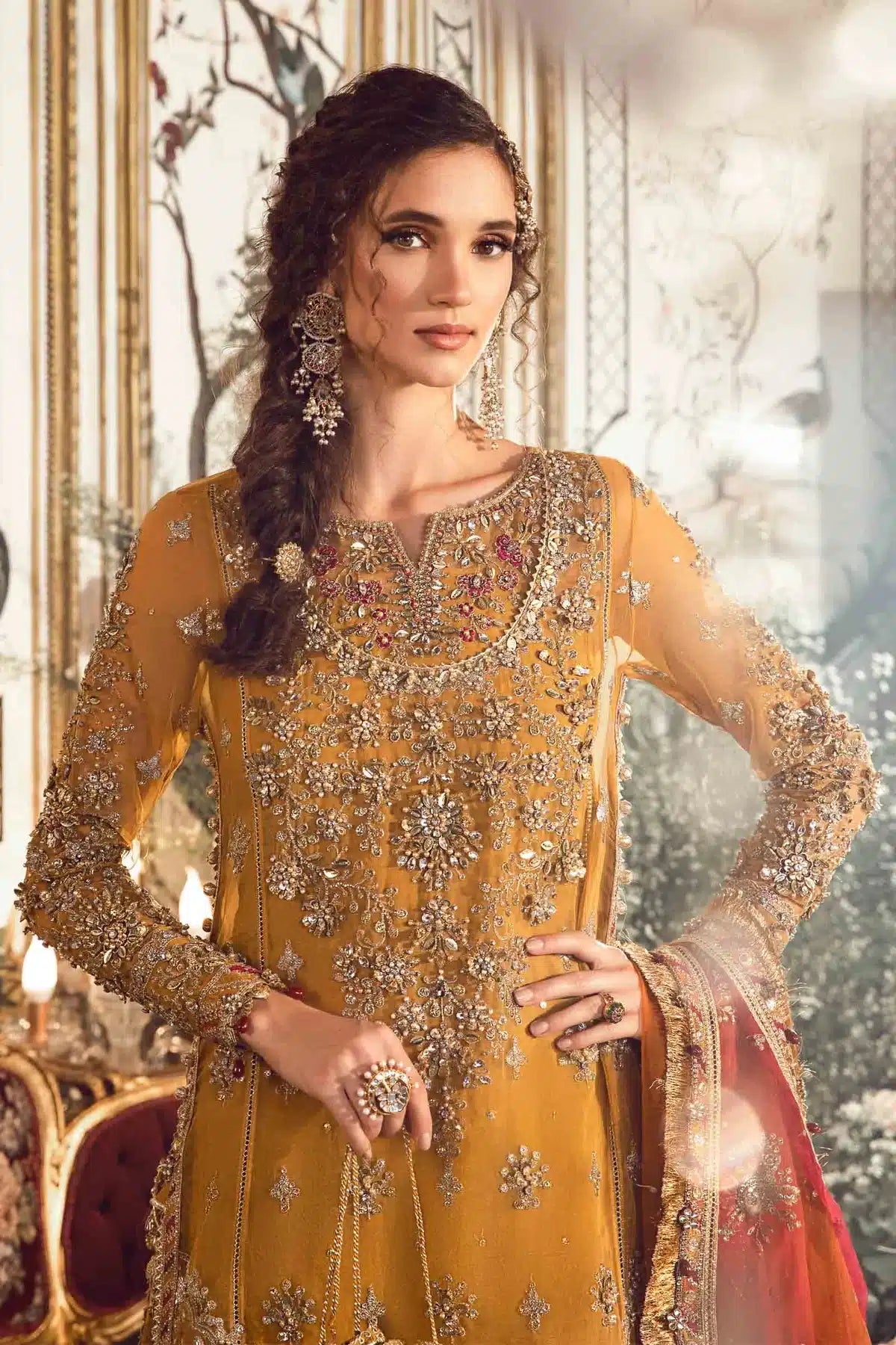 Maria B | Mbroidered Wedding Edition 23 | Mustard BD-2707 by Designer Maria B - House of Maryam - Pakistani Designer Ethnic Wear in {{ shop.shopifyCountryName }}