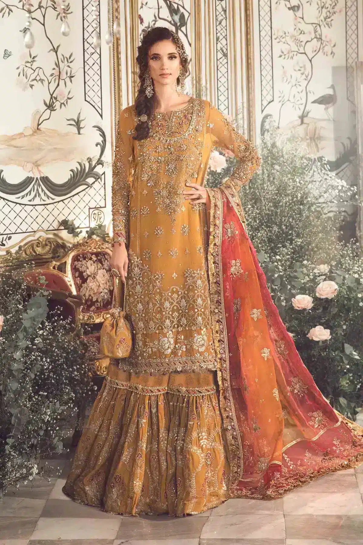 Maria B | Mbroidered Wedding Edition 23 | Mustard BD-2707 by Designer Maria B - House of Maryam - Pakistani Designer Ethnic Wear in {{ shop.shopifyCountryName }}