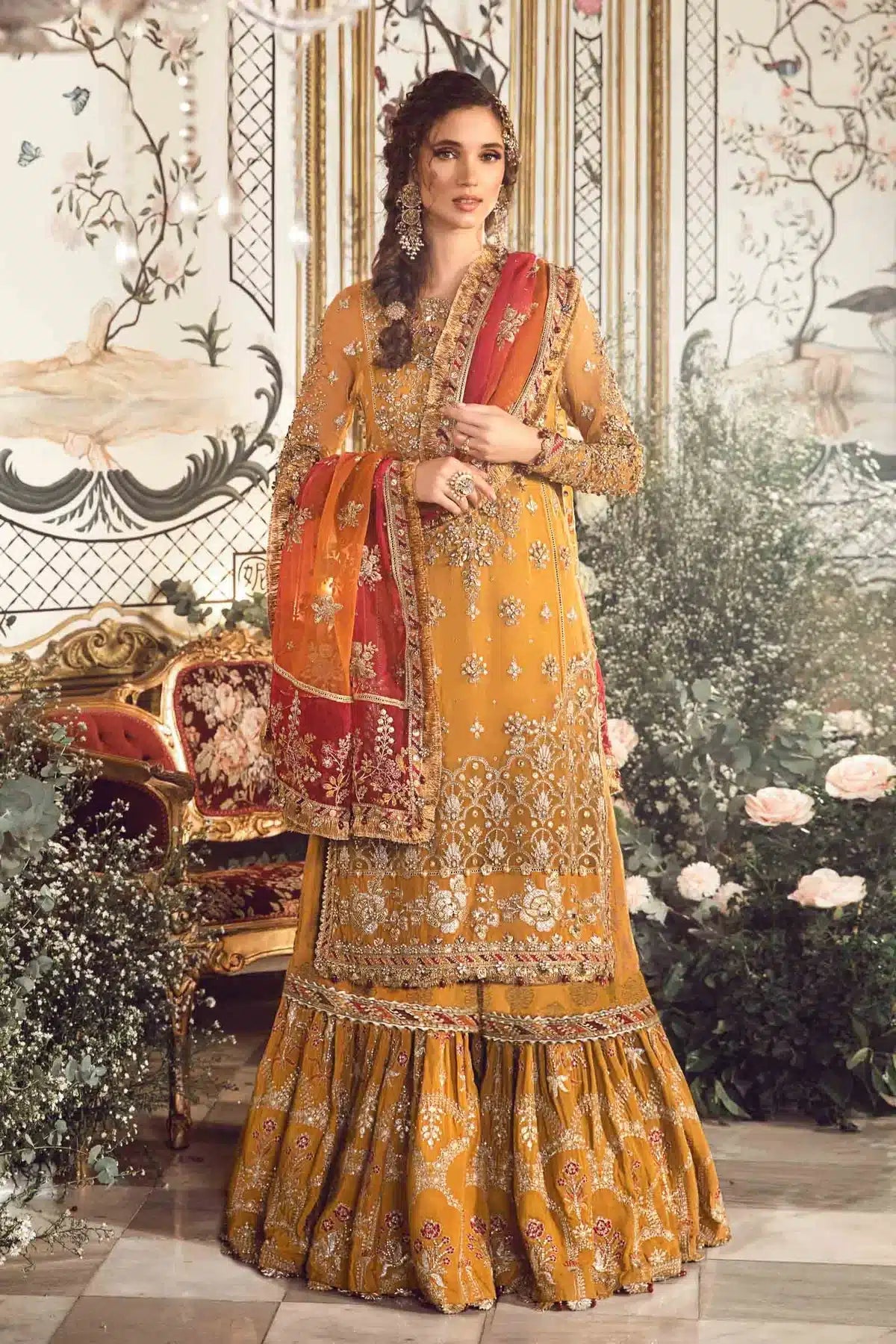 Maria B | Mbroidered Wedding Edition 23 | Mustard BD-2707 by Designer Maria B - House of Maryam - Pakistani Designer Ethnic Wear in {{ shop.shopifyCountryName }}