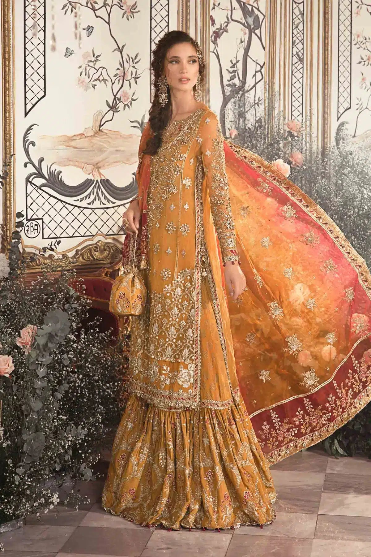 Maria B | Mbroidered Wedding Edition 23 | Mustard BD-2707 by Designer Maria B - House of Maryam - Pakistani Designer Ethnic Wear in {{ shop.shopifyCountryName }}