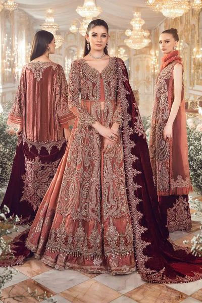 Maria B | Mbroidered Wedding Edition 23 | Salmon Pink BD-2701 -  Maria B Bridal - Original Designer Dress - House of Maryam