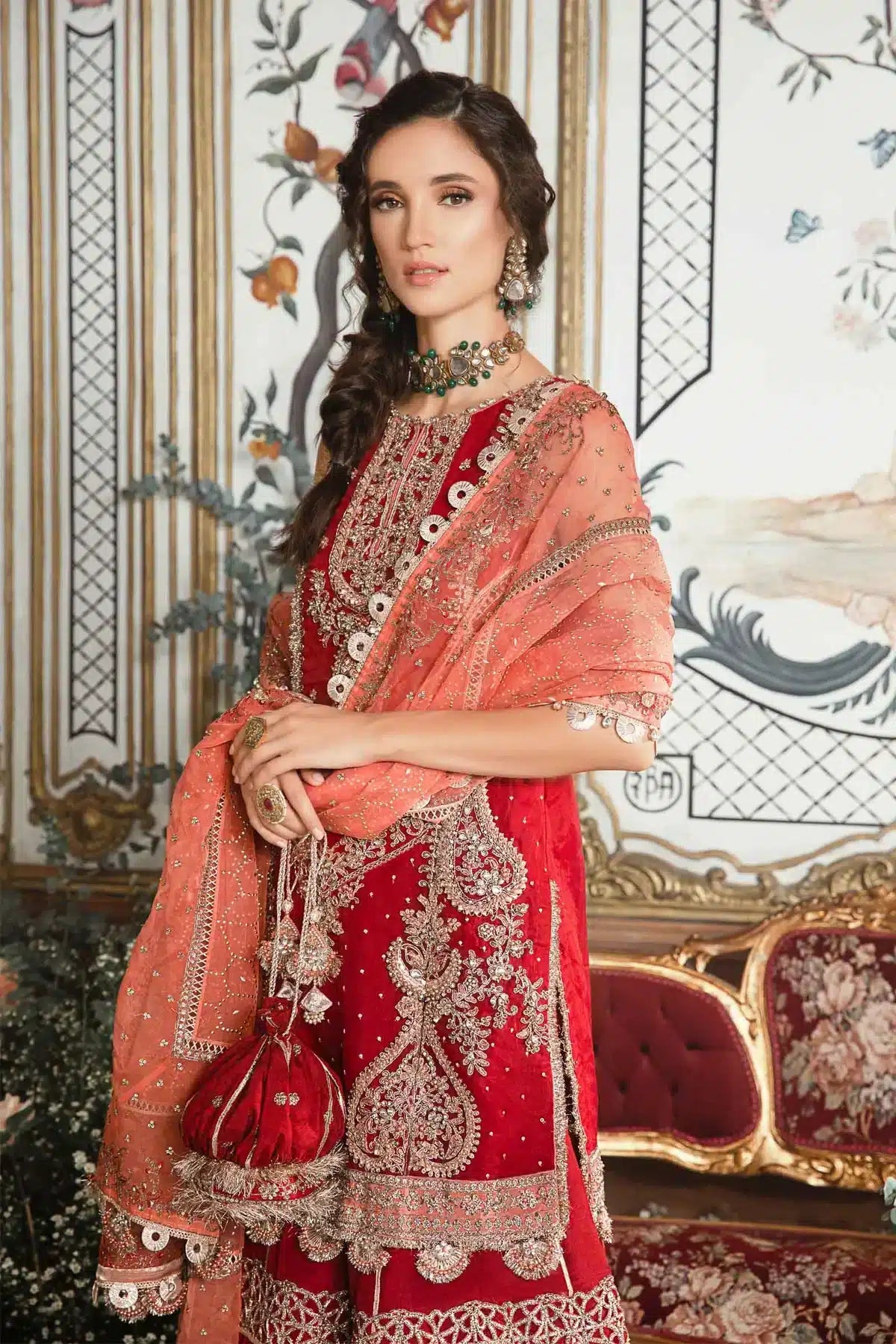 Maria B | Mbroidered Wedding Edition 23 | Maroon BD-2708 -  Maria B Bridal - Original Designer Dress - House of Maryam