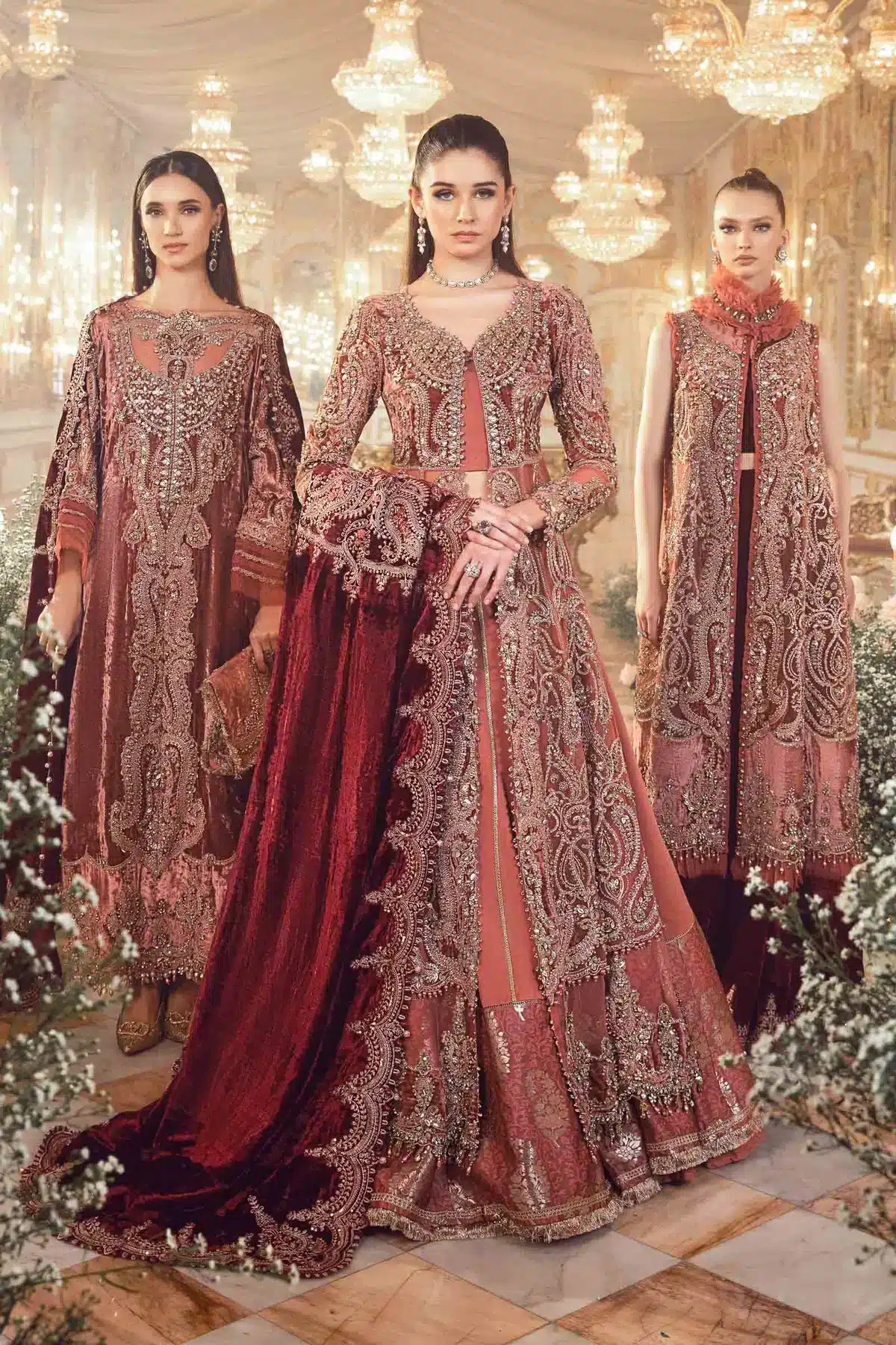 Maria B | Mbroidered Wedding Edition 23 | Salmon Pink BD-2701 -  Maria B Bridal - Original Designer Dress - House of Maryam