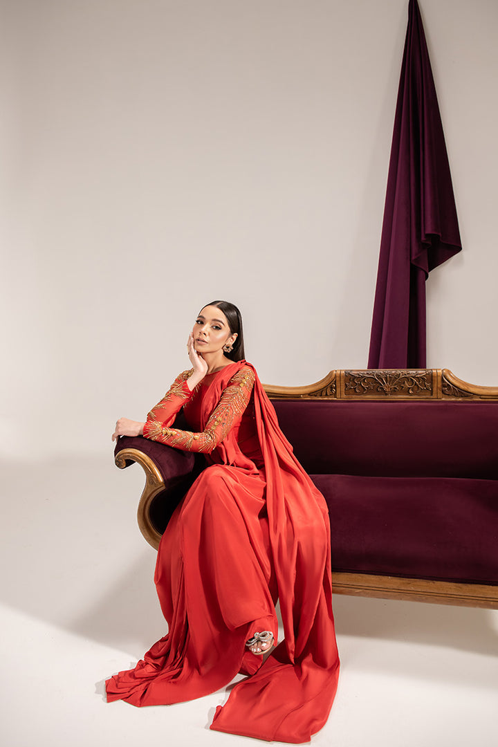 Maria Osama Khan | Tiffany Formals | Carnelian -  Maria Osama Khan Formal - Original Designer Dress - House of Maryam