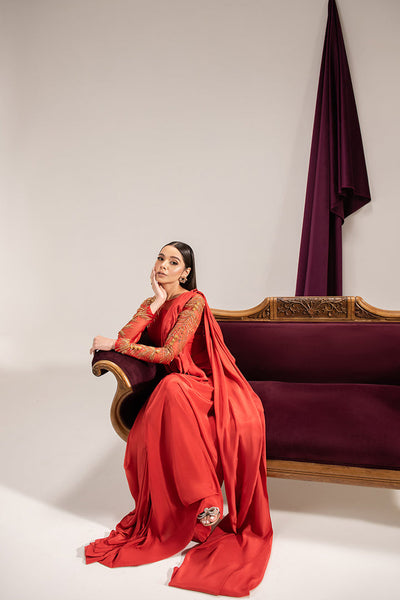 Maria Osama Khan | Tiffany Formals | Carnelian -  Maria Osama Khan Formal - Original Designer Dress - House of Maryam