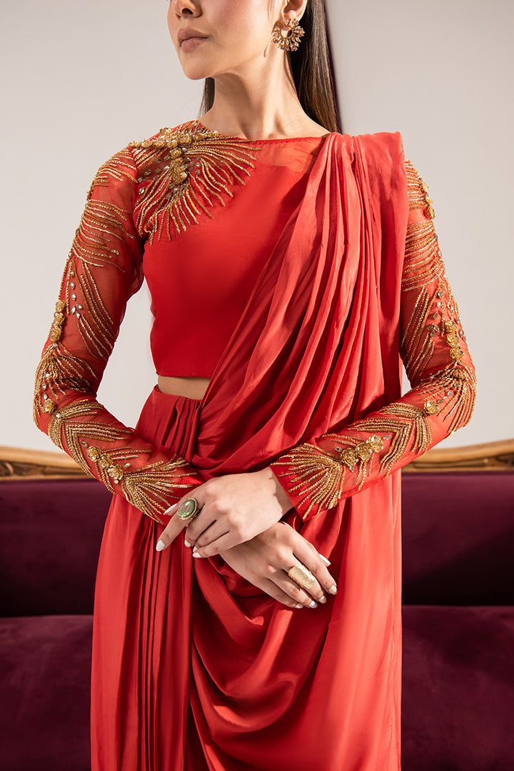 Maria Osama Khan | Tiffany Formals | Carnelian -  Maria Osama Khan Formal - Original Designer Dress - House of Maryam