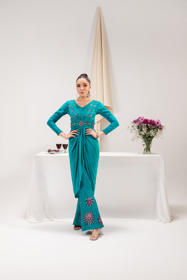 Maria Osama Khan | Tiffany Formals | Aquamarine -  Maria Osama Khan Formal - Original Designer Dress - House of Maryam