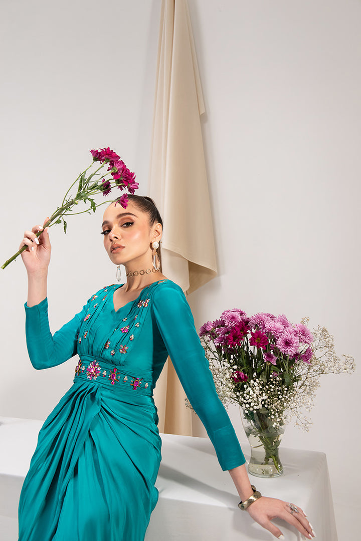Maria Osama Khan | Tiffany Formals | Aquamarine -  Maria Osama Khan Formal - Original Designer Dress - House of Maryam