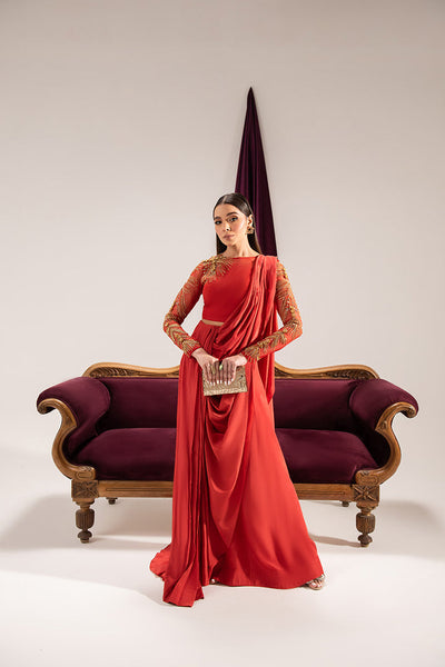 Maria Osama Khan | Tiffany Formals | Carnelian -  Maria Osama Khan Formal - Original Designer Dress - House of Maryam