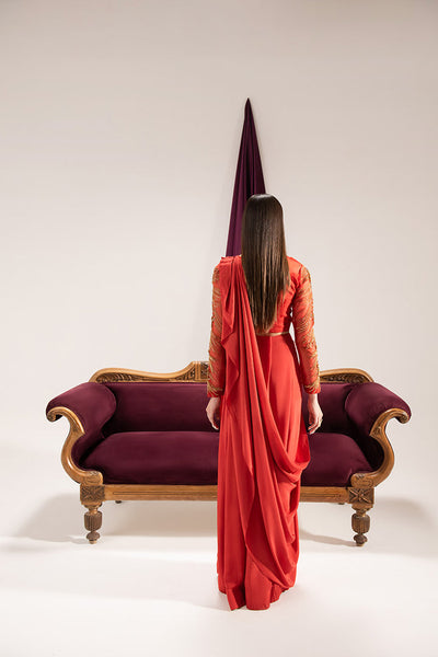 Maria Osama Khan | Tiffany Formals | Carnelian -  Maria Osama Khan Formal - Original Designer Dress - House of Maryam
