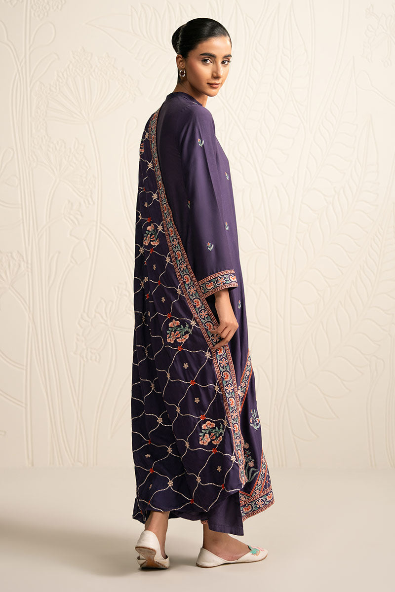 Cross Stitch | Exclusive Pret | Mulberry Garnet-3PC (Shirt, Trouser & Dupatta)-4