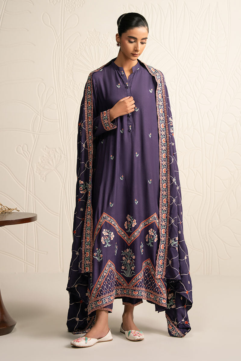 Cross Stitch | Exclusive Pret | Mulberry Garnet-3PC (Shirt, Trouser & Dupatta)
