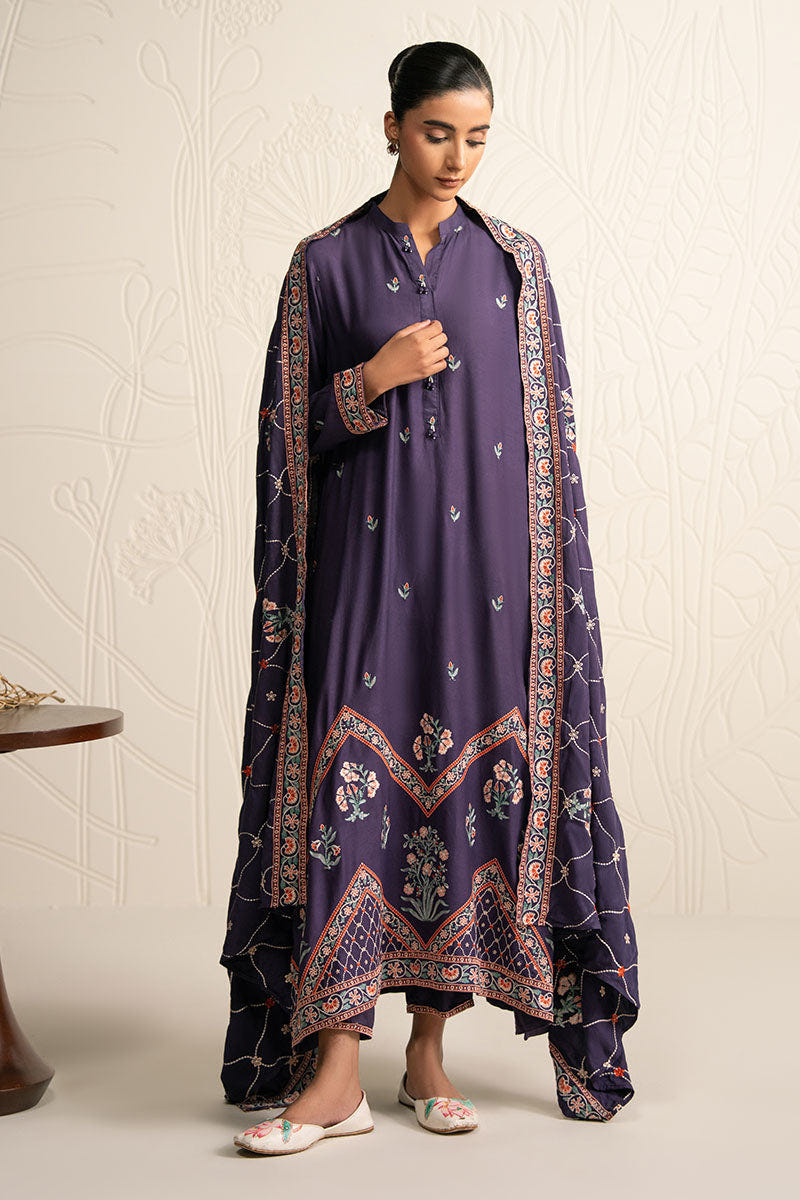 Cross Stitch | Exclusive Pret | Mulberry Garnet-3PC (Shirt, Trouser & Dupatta)