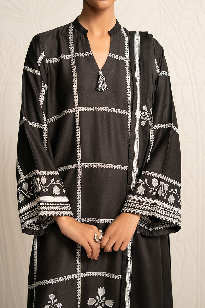 Cross Stitch | Exclusive Pret | Noir Ecru-3PC (Shirt, Trouser & Dupatta), image 4