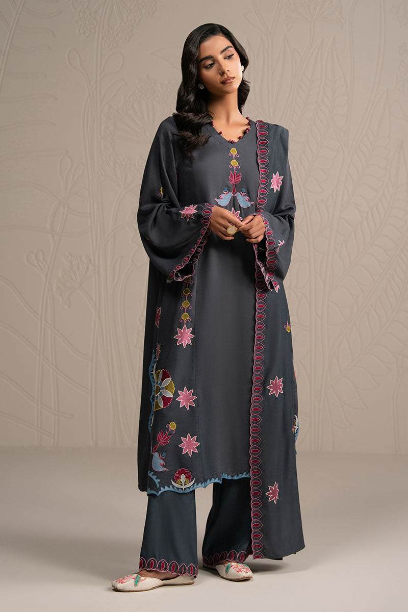 Cross Stitch | Exclusive Pret | Charcoal Spectrum-3PC (Shirt, Trouser & Dupatta)