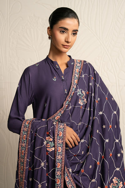 Cross Stitch | Exclusive Pret | Mulberry Garnet-3PC (Shirt, Trouser & Dupatta)