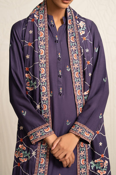Cross Stitch | Exclusive Pret | Mulberry Garnet-3PC (Shirt, Trouser & Dupatta)