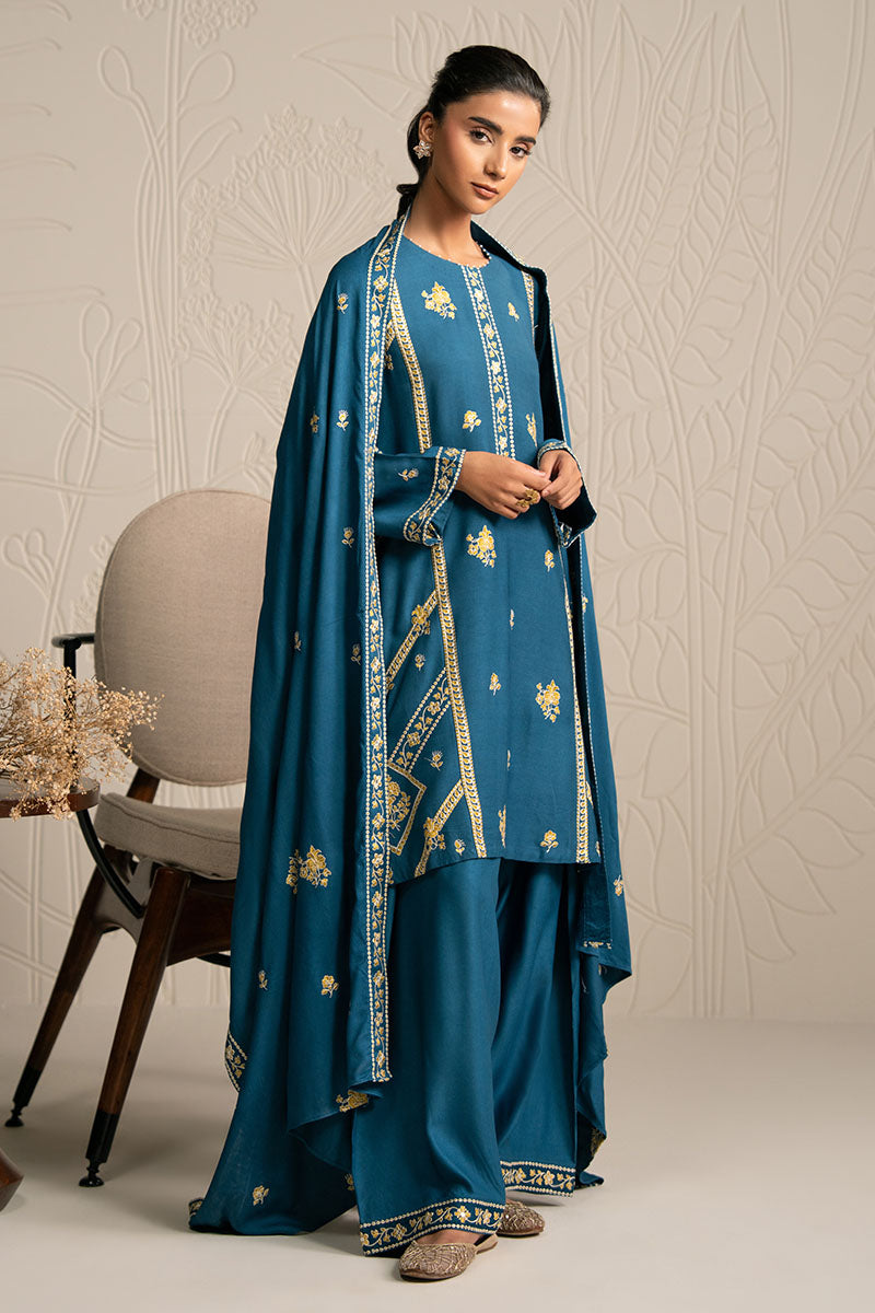 Cross Stitch | Exclusive Pret | Mystic Teal-3PC (Shirt, Trouser & Dupatta), image 5
