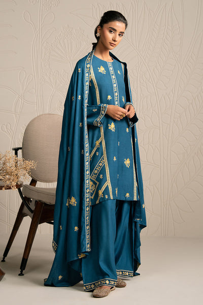 Cross Stitch | Exclusive Pret | Mystic Teal-3PC (Shirt, Trouser & Dupatta)