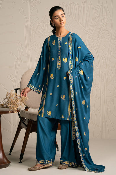 Cross Stitch | Exclusive Pret | Mystic Teal-3PC (Shirt, Trouser & Dupatta)