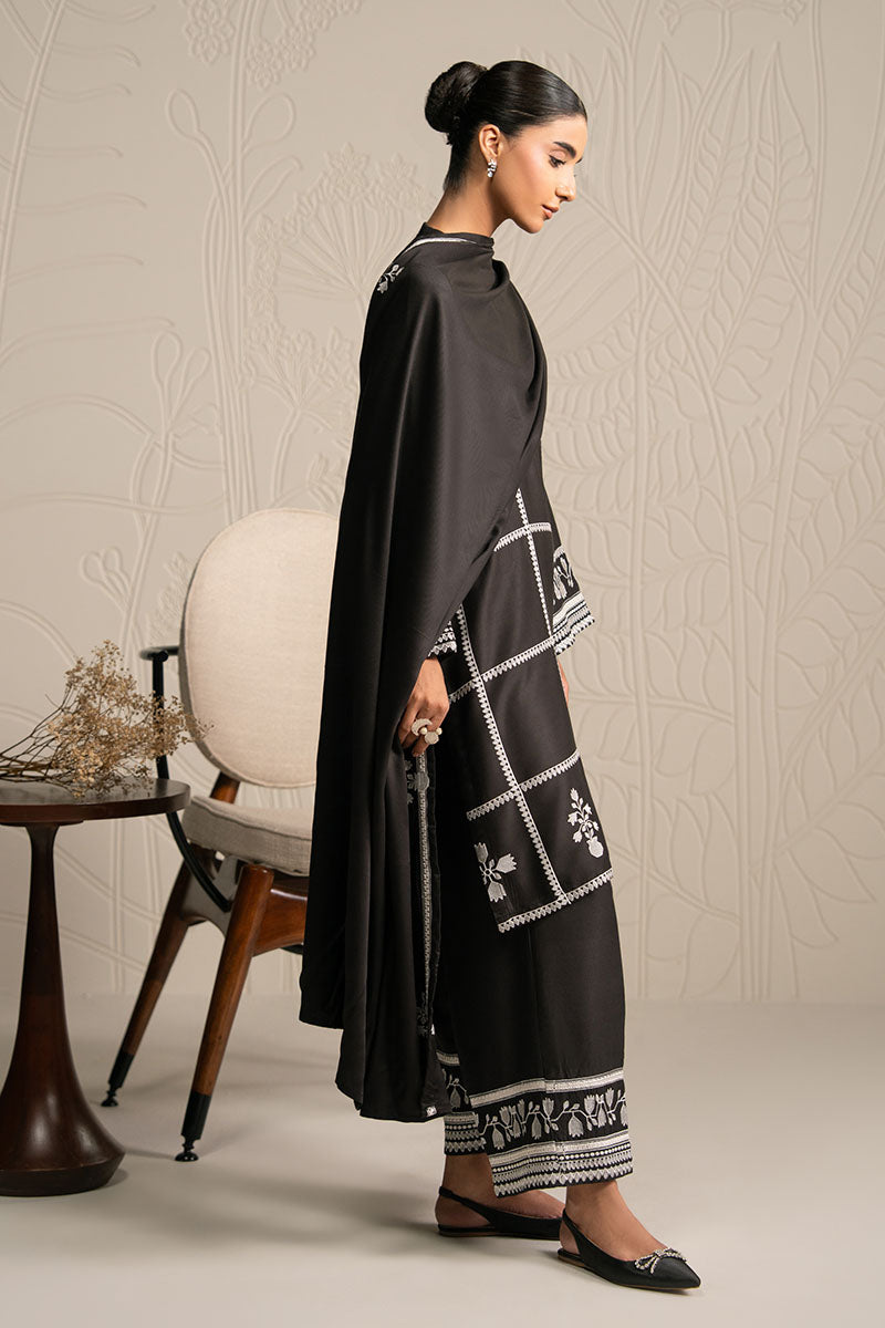 Cross Stitch | Exclusive Pret | Noir Ecru-3PC (Shirt, Trouser & Dupatta)-6