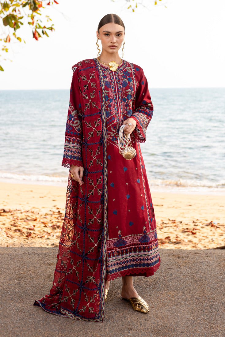 Marjjan | Fasana Lawn | MBL-07 A-Brand:Marjjan-Type:Ladies Clothes-Maroon-Lawn-House of Maryam- Buy in UK, USA
