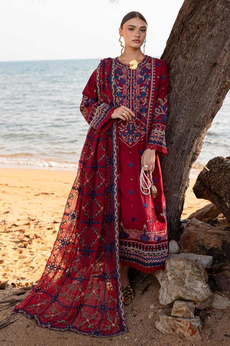 Marjjan | Fasana Lawn | MBL-07 A-Brand:Marjjan-Type:Ladies Clothes-Maroon-Lawn-House of Maryam- Buy in UK, USA