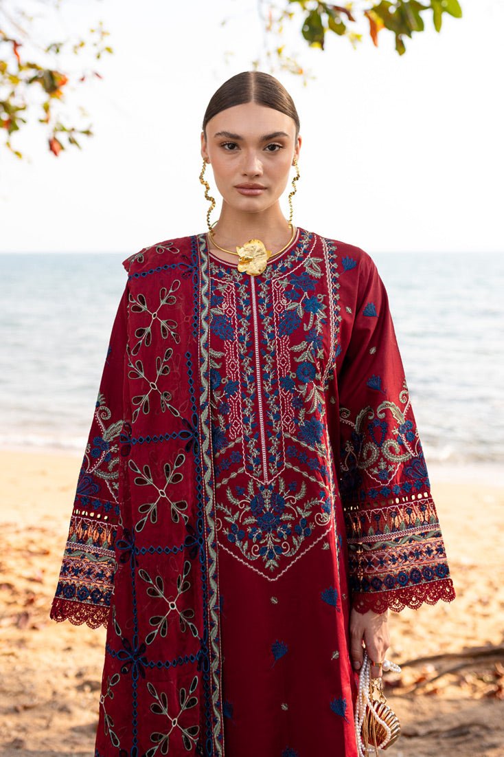 Marjjan | Fasana Lawn | MBL-07 A-Brand:Marjjan-Type:Ladies Clothes-Maroon-Lawn-House of Maryam- Buy in UK, USA