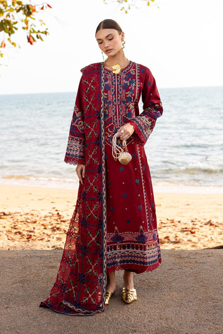 Marjjan | Fasana Lawn | MBL-07 A-Brand:Marjjan-Type:Ladies Clothes-Maroon-Lawn-House of Maryam- Buy in UK, USA