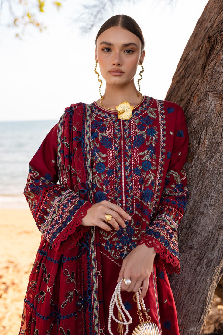 Marjjan | Fasana Lawn | MBL-07 A-Brand:Marjjan-Type:Ladies Clothes-Maroon-Lawn-House of Maryam- Buy in UK, USA