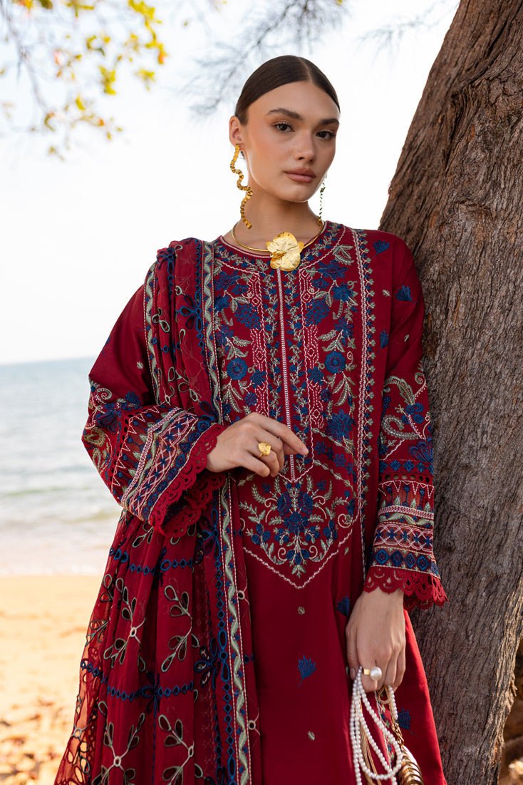 Marjjan | Fasana Lawn | MBL-07 A-Brand:Marjjan-Type:Ladies Clothes-Maroon-Lawn-House of Maryam- Buy in UK, USA