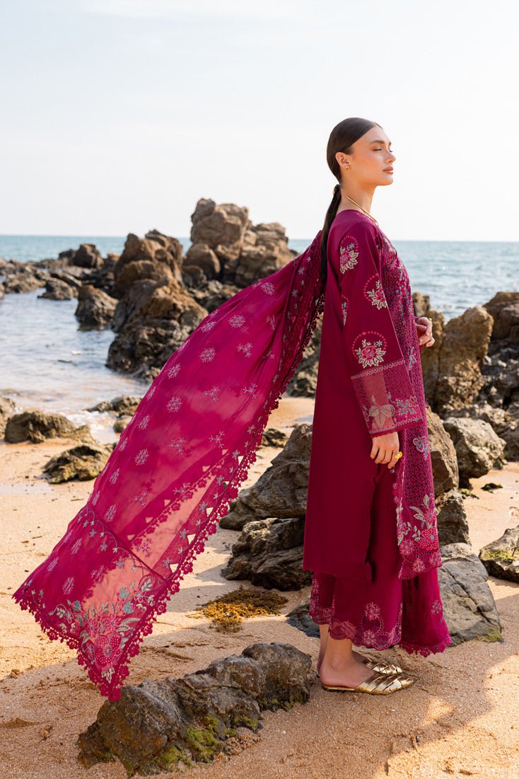 Marjjan | Fasana Lawn | MBL-08 A-Brand:Marjjan-Type:Ladies Clothes-Magenta-Lawn-House of Maryam- Buy in UK, USA