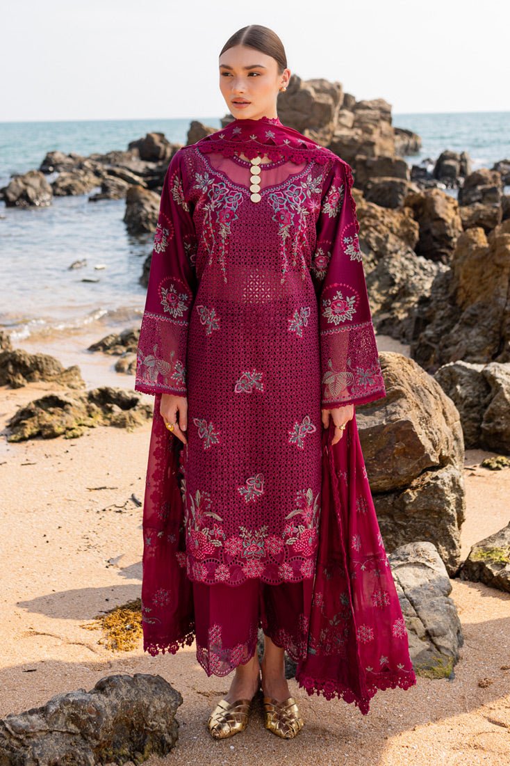 Marjjan | Fasana Lawn | MBL-08 A-Brand:Marjjan-Type:Ladies Clothes-Magenta-Lawn-House of Maryam- Buy in UK, USA