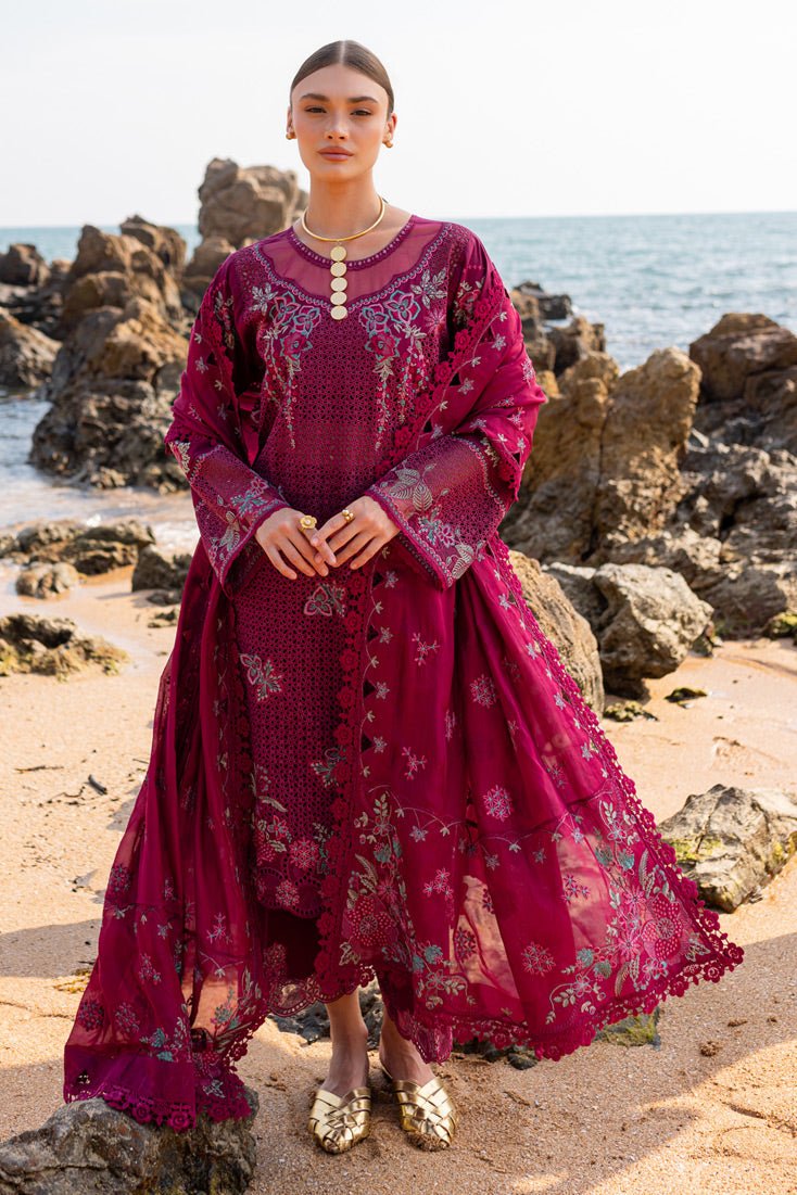 Marjjan | Fasana Lawn | MBL-08 A-Brand:Marjjan-Type:Ladies Clothes-Magenta-Lawn-House of Maryam- Buy in UK, USA