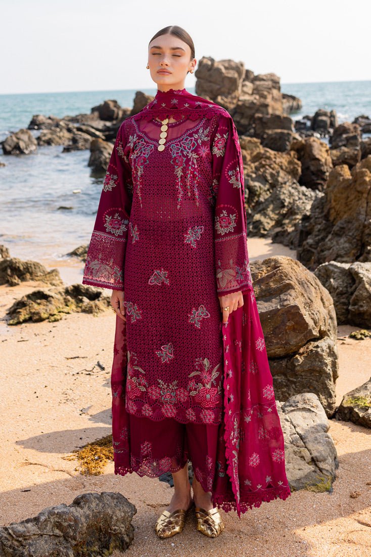 Marjjan | Fasana Lawn | MBL-08 A-Brand:Marjjan-Type:Ladies Clothes-Magenta-Lawn-House of Maryam- Buy in UK, USA