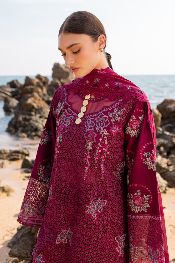 Marjjan | Fasana Lawn | MBL-08 A-Brand:Marjjan-Type:Ladies Clothes-Magenta-Lawn-House of Maryam- Buy in UK, USA