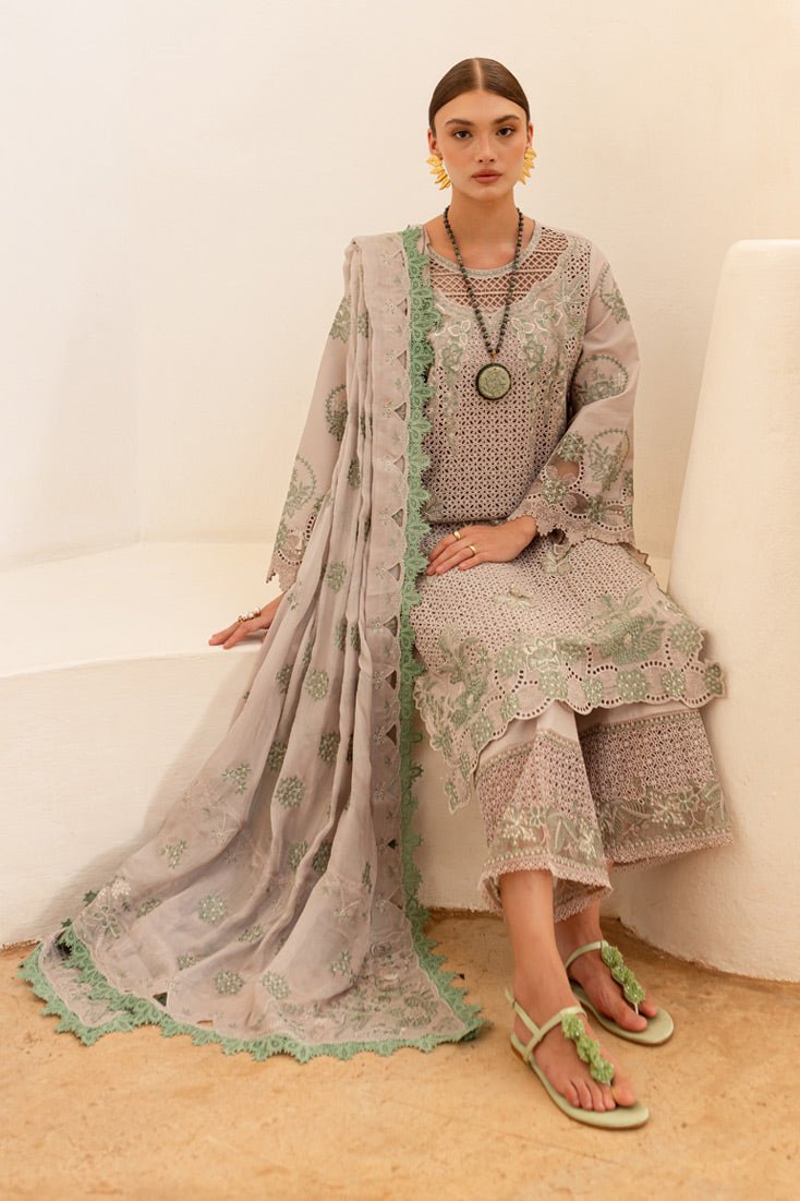 Marjjan | Fasana Lawn | MBL-08 B-Brand:Marjjan-Type:Ladies Clothes-Pastel Gray-Lawn-House of Maryam- Buy in UK, USA