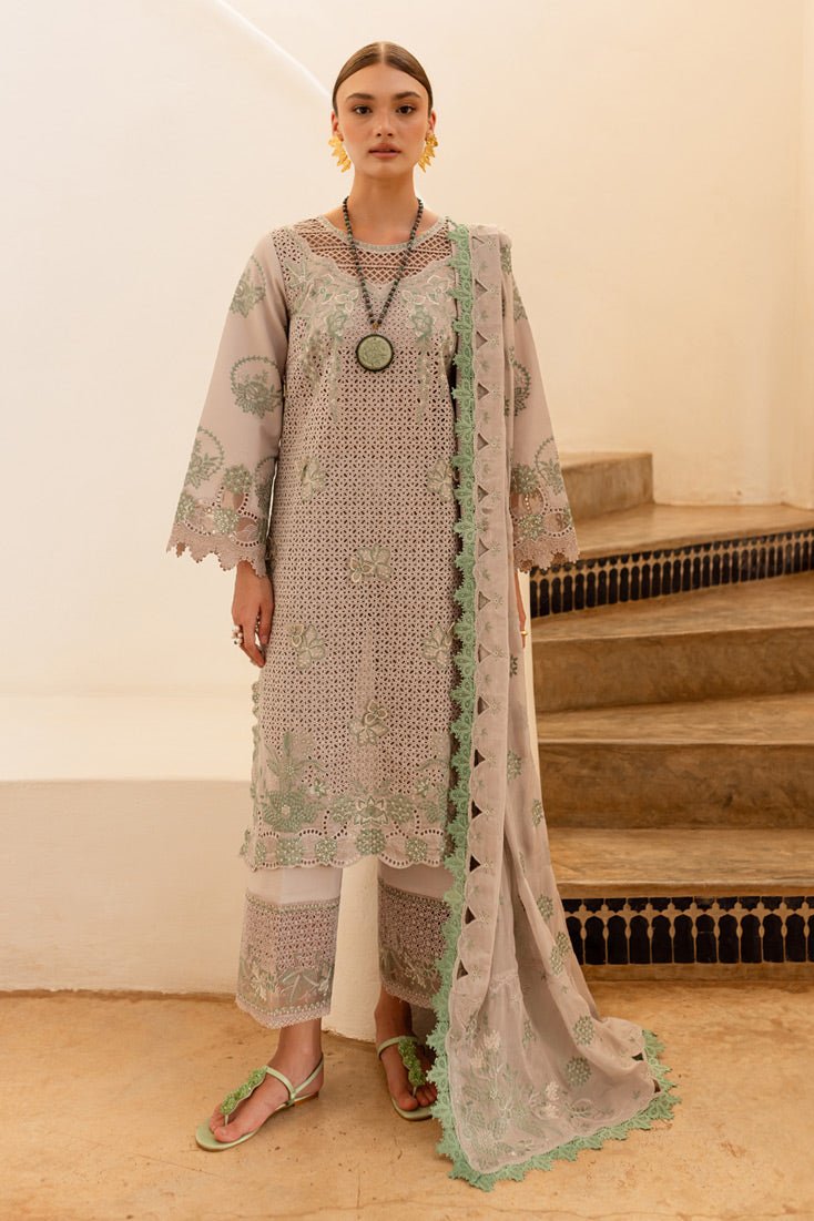 Marjjan | Fasana Lawn | MBL-08 B-Brand:Marjjan-Type:Ladies Clothes-Pastel Gray-Lawn-House of Maryam- Buy in UK, USA