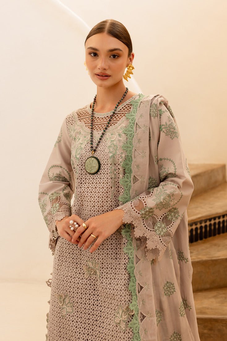 Marjjan | Fasana Lawn | MBL-08 B-Brand:Marjjan-Type:Ladies Clothes-Pastel Gray-Lawn-House of Maryam- Buy in UK, USA