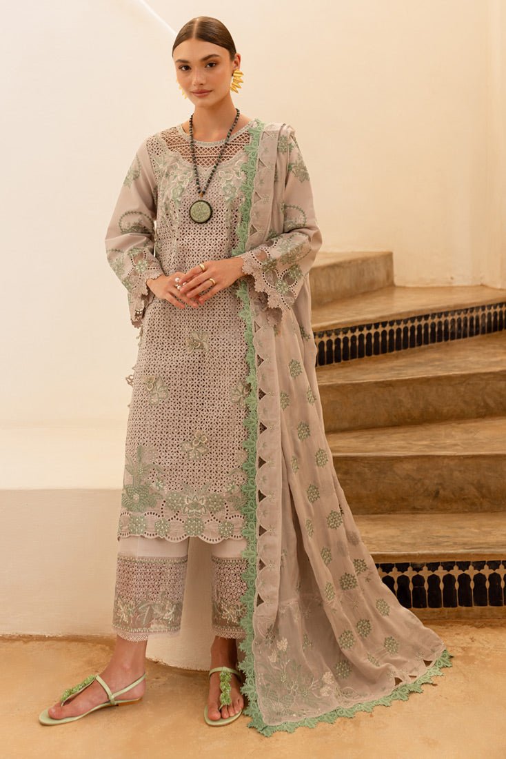 Marjjan | Fasana Lawn | MBL-08 B-Brand:Marjjan-Type:Ladies Clothes-Pastel Gray-Lawn-House of Maryam- Buy in UK, USA