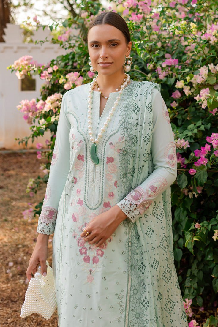 Marjjan | Fasana Lawn | MBL-09 A-Brand:Marjjan-Type:Ladies Clothes-Ice Blue-Lawn-House of Maryam- Buy in UK, USA