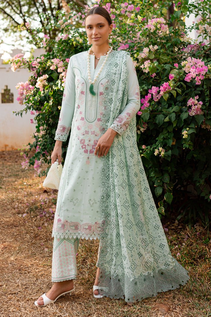 Marjjan | Fasana Lawn | MBL-09 A-Brand:Marjjan-Type:Ladies Clothes-Ice Blue-Lawn-House of Maryam- Buy in UK, USA