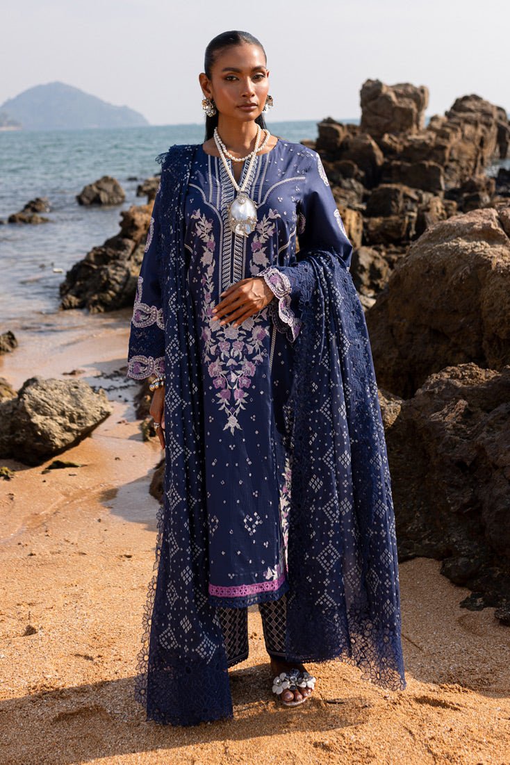 Marjjan | Fasana Lawn | MBL-09 B-Brand:Marjjan-Type:Ladies Clothes-Navy-Lawn-House of Maryam- Buy in UK, USA