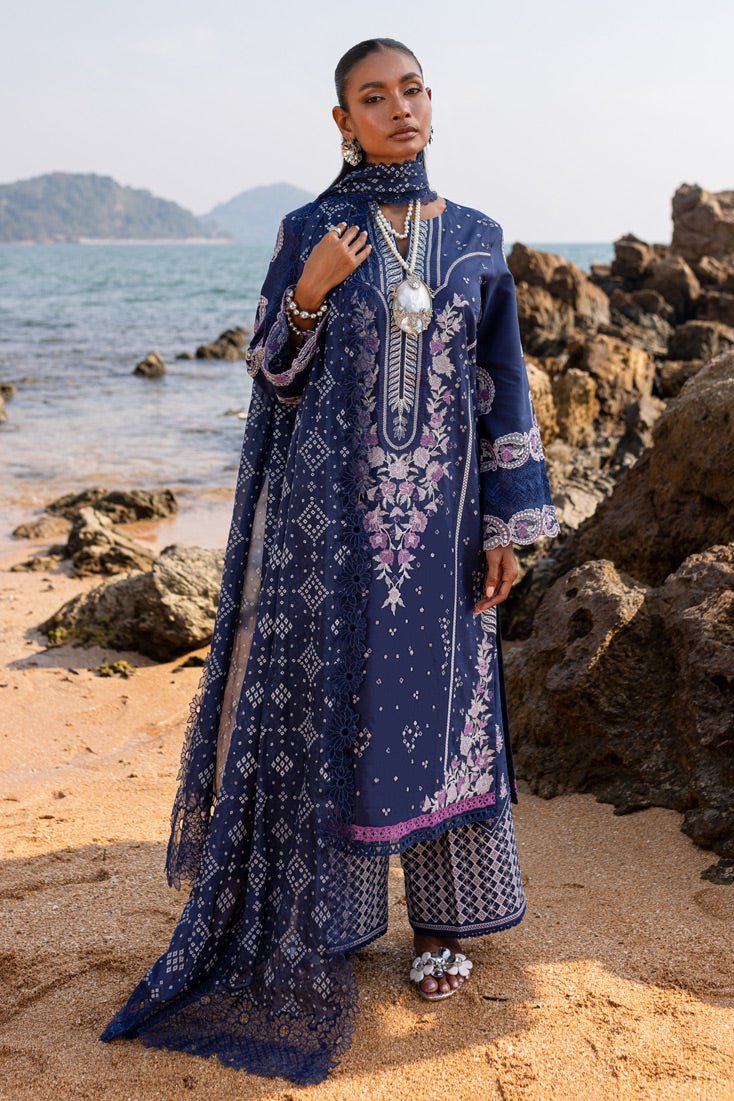 Marjjan | Fasana Lawn | MBL-09 B-Brand:Marjjan-Type:Ladies Clothes-Navy-Lawn-House of Maryam- Buy in UK, USA